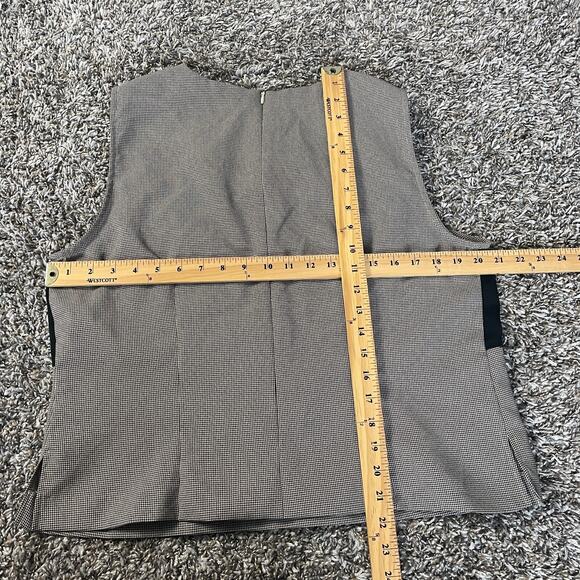 Vintage Tank Top Size 16 Black Cream Striped Minimalist Secretary Chic 90s Y2K - Picture 13 of 13